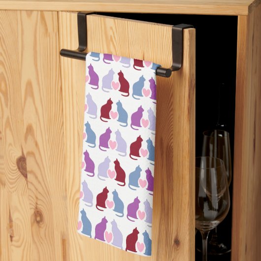 Linge De Cuisine Cute Chats et Coeurs Motif (Pliage en tiers)