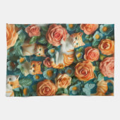 Linge De Cuisine Cute Chats et Fleurs Design (Horizontal)