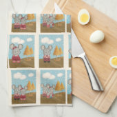 Linge De Cuisine Cute Cheesy Souris Famille Bande dessinée (Quart Plié)