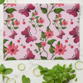 Linge De Cuisine Cute Cherry Butterfly Pattern, Glossy Kawaii Fruit (Plié)