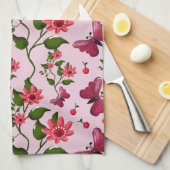 Linge De Cuisine Cute Cherry Butterfly Pattern, Glossy Kawaii Fruit (Quart Plié)