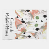 Linge De Cuisine Cute Cockatoo Coeurs Illustration de verdure (Horizontal)