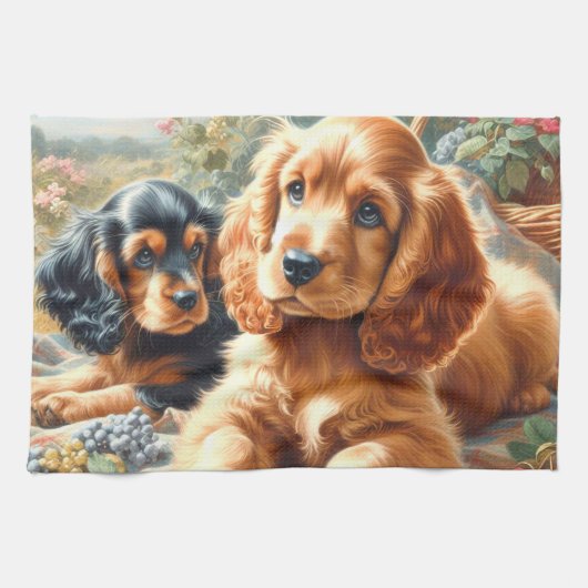 Linge De Cuisine Cute Cocker Peinture Espagnole (Horizontal)