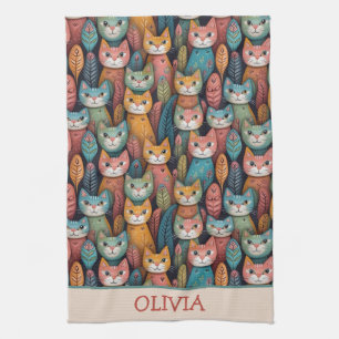 Linge De Cuisine Cute Colorful Whimsical Chats Motif