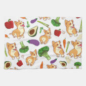 Linge De Cuisine Cute Corgi and Vegetables Motif alimentaire (Horizontal)