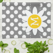 Linge De Cuisine Cute Daisy sur Pois gris foncé (Plié)