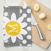 Linge De Cuisine Cute Daisy sur Pois gris foncé (Quart Plié)