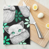 Linge De Cuisine Cute de chat et pointe joueuse à partir d'une poch (Quart Plié)