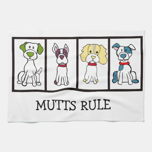 Linge De Cuisine Cute Dog Dishtowel - Mutts Rule (Horizontal)