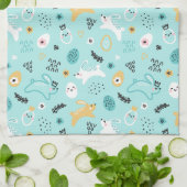 Linge De Cuisine Cute Easter Bunny Pattern Kawaii Rabbits Eggs  (Plié)