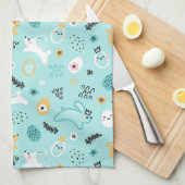 Linge De Cuisine Cute Easter Bunny Pattern Kawaii Rabbits Eggs  (Quart Plié)