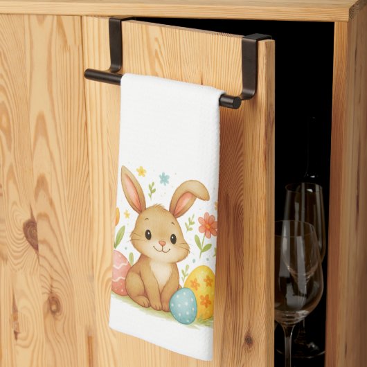 Linge De Cuisine Cute Easter Bunny with Eggs Kitchen Towel (Pliage en tiers)