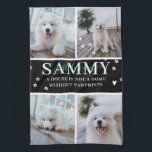 Linge De Cuisine Cute Empreintes de pattes modernes Personnalisé No<br><div class="desc">"Une maison n'est pas une maison sans empreintes de pattes". Customisez cette serviette de thé douce avec 4 photos carrés disposées dans un montage en grille, avec d'adorables empreintes de pattes, le nom de l'animal et une belle citation. Conservez le devis tel quel ou modifiez votre légende personnalisée. Toutes les...</div>