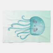 Linge De Cuisine Cute et amusante méduse bleu-vert (Horizontal)