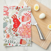 Linge De Cuisine Cute Floral Valentines Design (Quart Plié)
