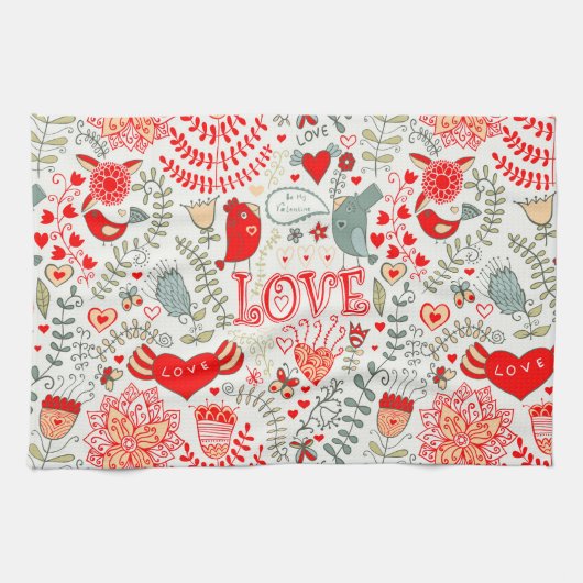 Linge De Cuisine Cute Floral Valentines Design (Horizontal)