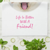 Linge De Cuisine Cute Fluffy Chien avec un chat sur sa tête Personn (Plié)