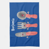 Linge De Cuisine Cute fourche couteau et cuillère dessin de couvert (Vertical)