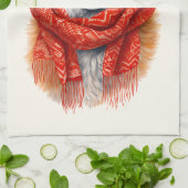 Linge De Cuisine Cute Fox in a Red Scarf Autumn Image (Plié)