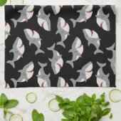 Linge De Cuisine Cute Funny Black Grey Grand requin blanc (Plié)