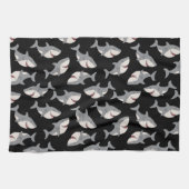 Linge De Cuisine Cute Funny Black Grey Grand requin blanc (Horizontal)