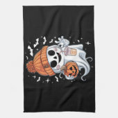 Linge De Cuisine Cute Ghost Boire Café Halloween Café glacé (Vertical)