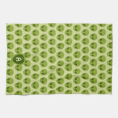 Linge De Cuisine Cute Green Alien Pattern Monogram (Horizontal)