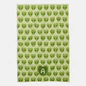 Linge De Cuisine Cute Green Heart-Shaped Alien Pattern Monogram Kit (Vertical)