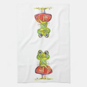 Linge De Cuisine Cute Grenouille verte Whimsical sur Toadstool (Vertical)