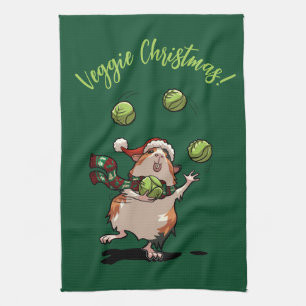 Linge De Cuisine Cute Guinea Pig Veggie Noël ! Contrebandeur Sprout