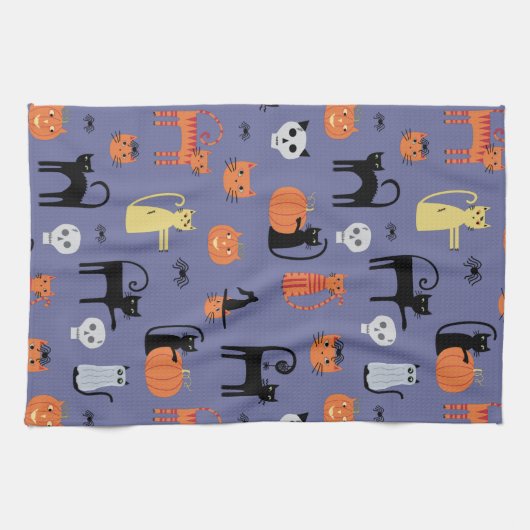 Linge De Cuisine Cute Halloween Chat Éffrayant (Horizontal)