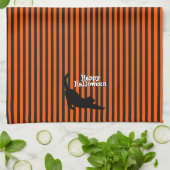 Linge De Cuisine Cute Halloween Chat Noir Étirement Orange Stripes (Plié)