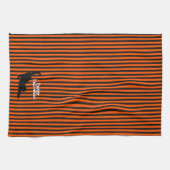 Linge De Cuisine Cute Halloween Chat Noir Étirement Orange Stripes (Horizontal)