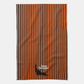 Linge De Cuisine Cute Halloween Chat Noir Étirement Orange Stripes (Vertical)