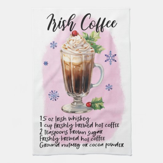 Linge De Cuisine Cute Irish Coffee Christmas Drink Recette (Vertical)