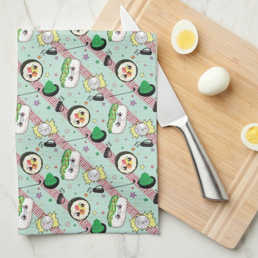 Linge De Cuisine Cute Japonais Sushi Lover Motif de golf (Quart Plié)