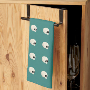 Linge De Cuisine Cute Kawaii Halloween Pois crâne mi-vert