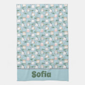 Linge De Cuisine Cute kawaii kitty motif azure bleu nom (Vertical)