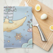 Linge De Cuisine Cute Kawaii Space - Astronaut and Smiling Moon (Quart Plié)