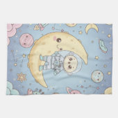 Linge De Cuisine Cute Kawaii Space - Astronaut and Smiling Moon (Horizontal)