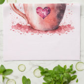 Linge De Cuisine Cute Kitten dans un Teacup avec les coeurs (Plié)