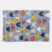 Linge De Cuisine Cute Kitty Chat Bleu (Horizontal)