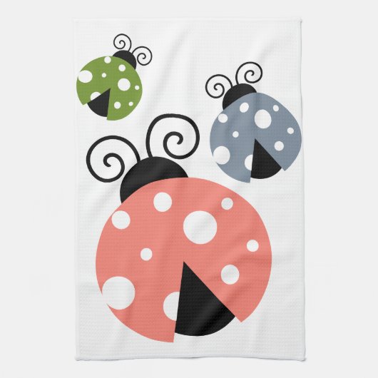 Linge De Cuisine Cute Ladybug Maman & Ladybug Baby Pink Green Blue (Vertical)