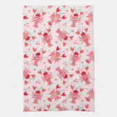 Linge De Cuisine Cute langouste à rayures rose pâle et blanche (Vertical)