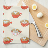 Linge De Cuisine Cute Latte Art dans le Motif de Mugs de café rouge (Quart Plié)