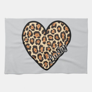 Linge De Cuisine Cute Leopard Heart Saint Valentin cadeau