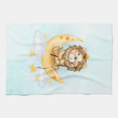 Linge De Cuisine Cute Lion Pêche sur l'aquarelle de la lune (Horizontal)