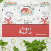 Linge De Cuisine Cute Meowy Christmas Kitty Chat Motif (Plié)