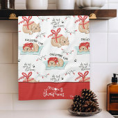 Linge De Cuisine Cute Meowy Christmas Kitty Chat Motif