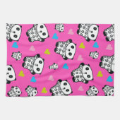 Linge De Cuisine Cute moderne Kawaii Panda Coeurs roses (Horizontal)